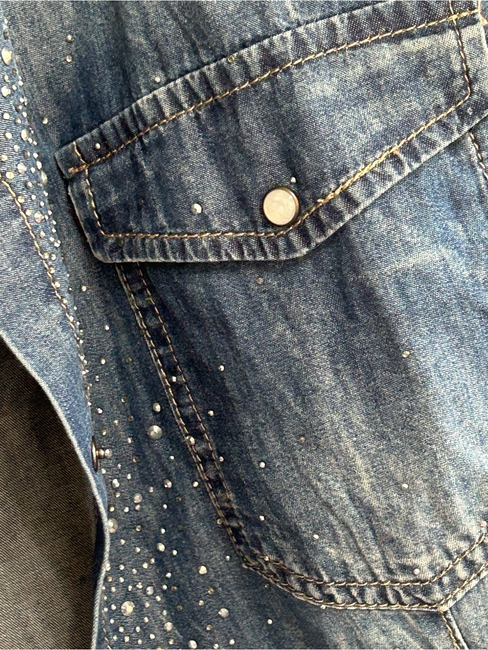 Denim Bling Button down Top - Picture 5 of 10